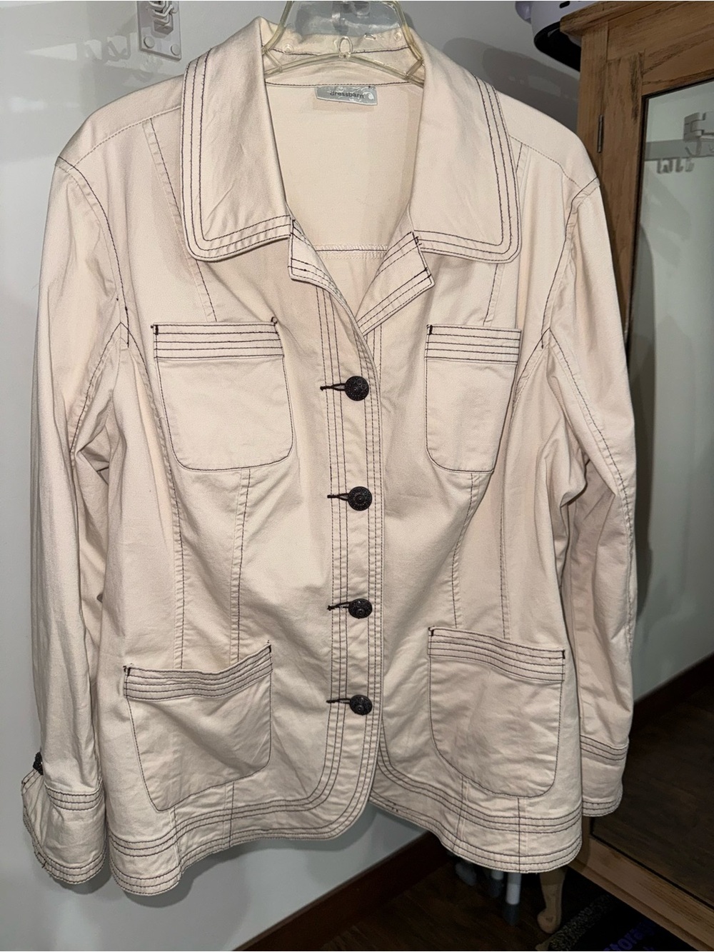 dressbarn Cream Utility Jacket with Dark Contrast Stitching 18/20 - Picture 1 of 7